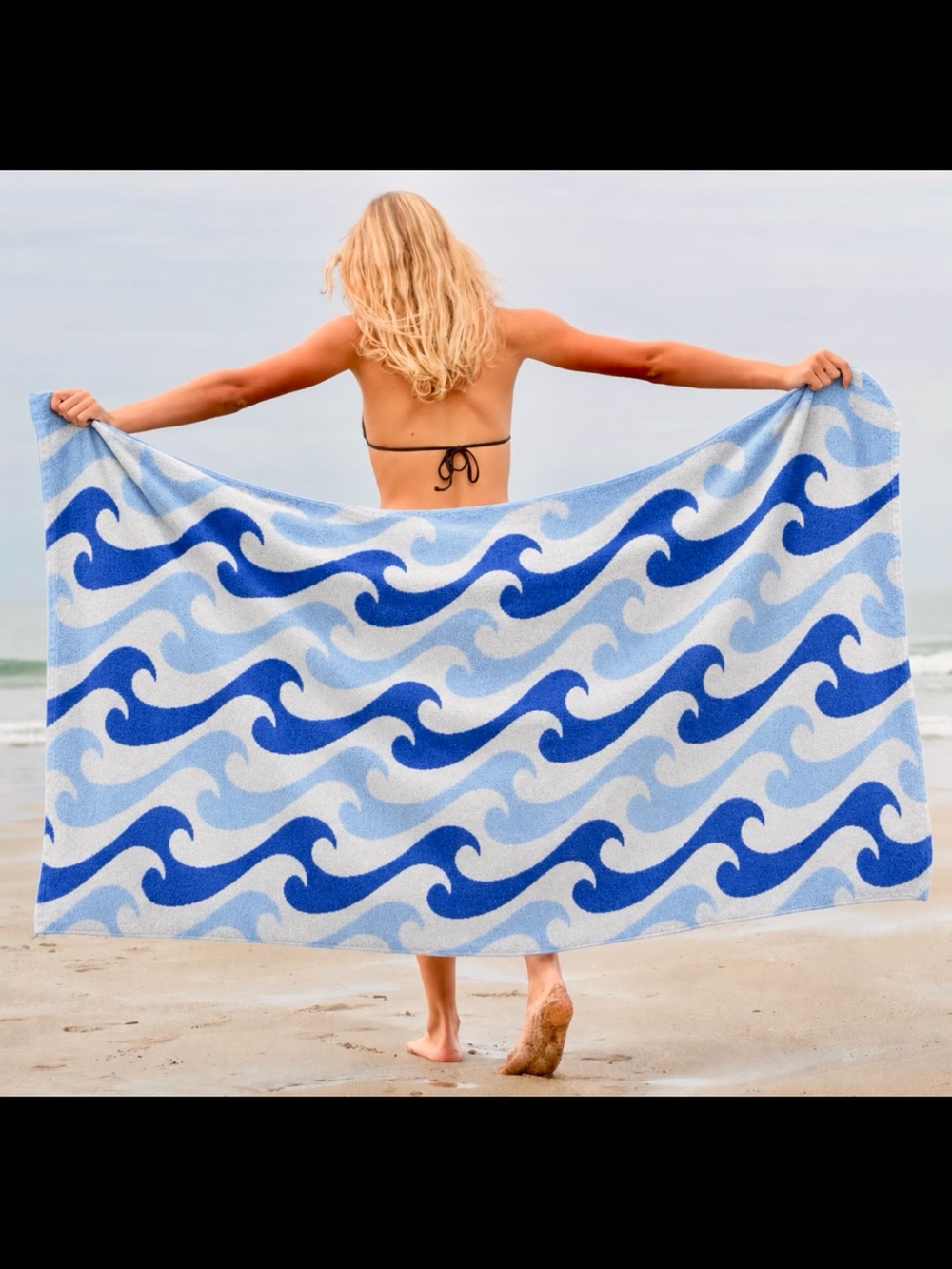 🌊 Faherty Wave Print Cotton Beach Towel 🌊